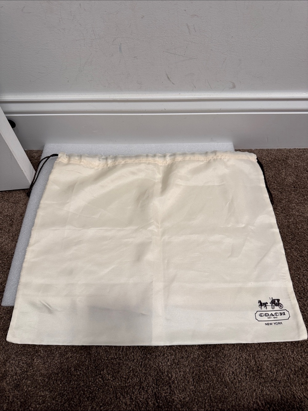 Coach horse & carriage silk drawstring dustbag